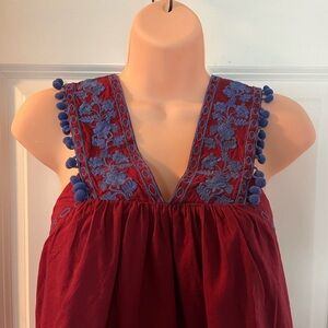 J.Crew Cotton top embroidered v neck line